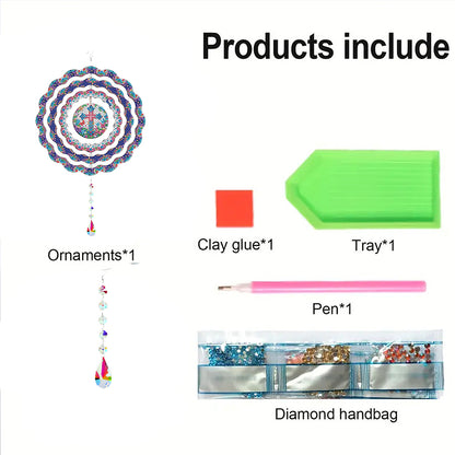 DIY Diamond Painting Art Rotating Wind Chime Acrylic Diamond Art Hanging Pendant