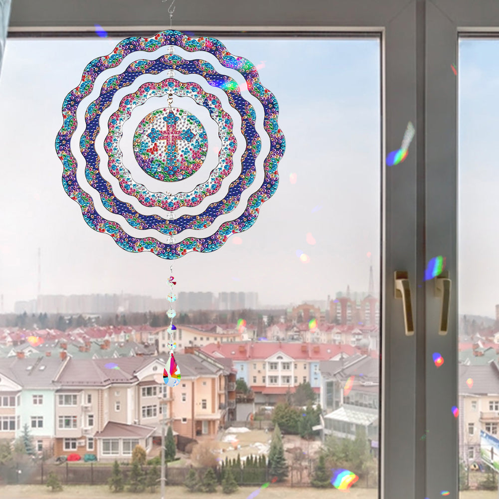DIY Diamond Painting Art Rotating Wind Chime Acrylic Diamond Art Hanging Pendant