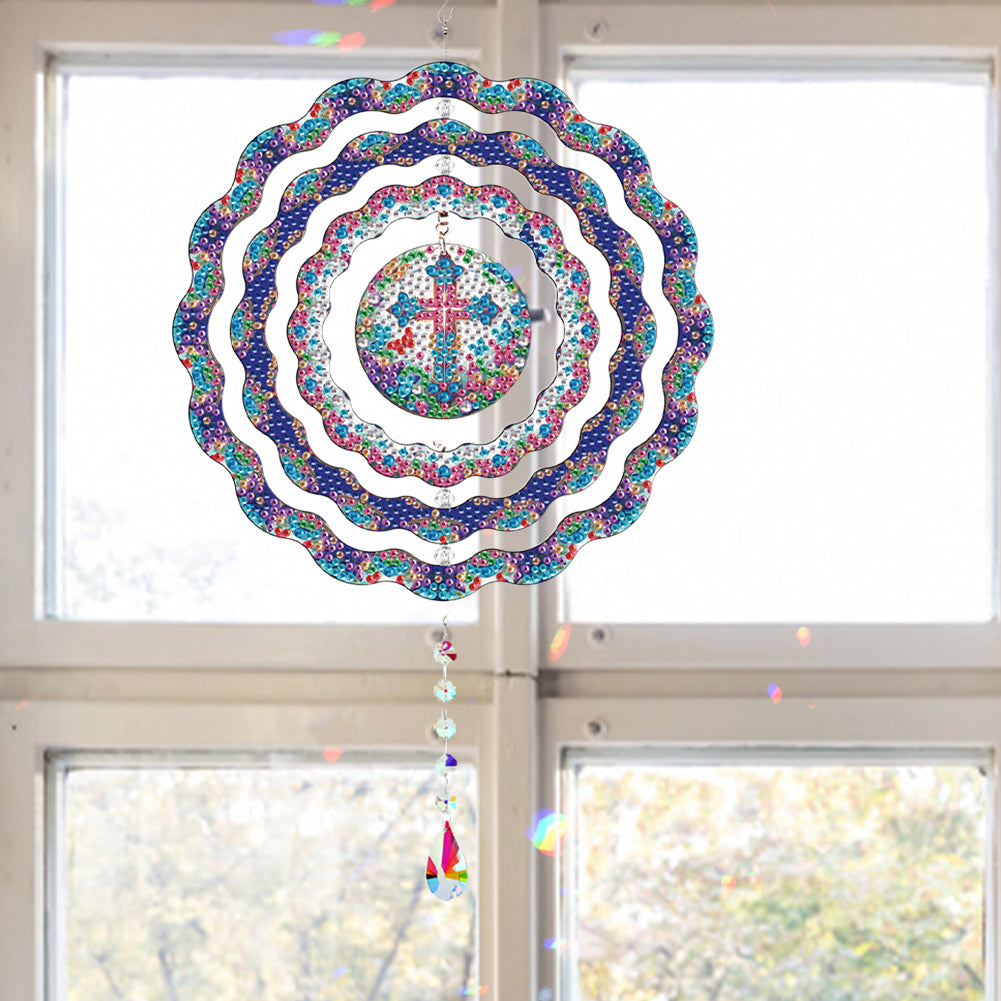 DIY Diamond Painting Art Rotating Wind Chime Acrylic Diamond Art Hanging Pendant