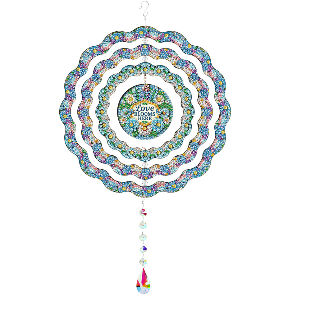 DIY Diamond Painting Art Rotating Wind Chime Acrylic Diamond Art Hanging Pendant