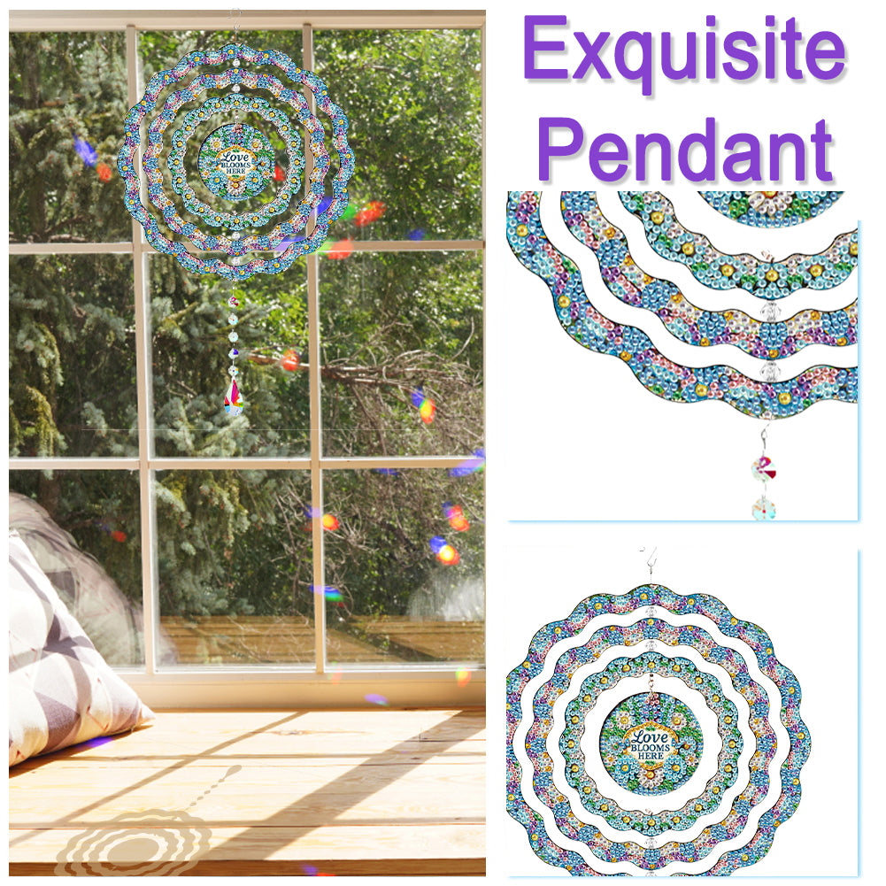 DIY Diamond Painting Art Rotating Wind Chime Acrylic Diamond Art Hanging Pendant
