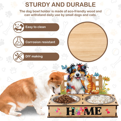 5D DIY Diamond Painting Water Feeder Diamond Art Dog Bowl for Small Medium Pets