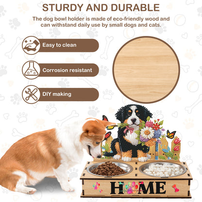 5D DIY Diamond Painting Water Feeder Diamond Art Dog Bowl for Small Medium Pets