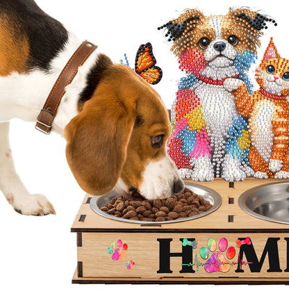 5D DIY Diamond Painting Water Feeder Diamond Art Dog Bowl for Small Medium Pets