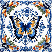 Load image into Gallery viewer, Diamond Painting - Full Round - Blue And White Porcelain Style Butterfly (40*40CM)
