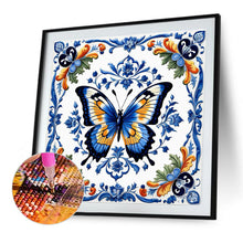 Load image into Gallery viewer, Diamond Painting - Full Round - Blue And White Porcelain Style Butterfly (40*40CM)
