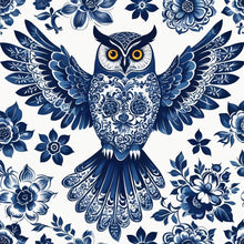 Load image into Gallery viewer, Diamond Painting - Full Round - Blue And White Porcelain Style Owl (40*40CM)
