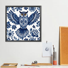 Load image into Gallery viewer, Diamond Painting - Full Round - Blue And White Porcelain Style Owl (40*40CM)
