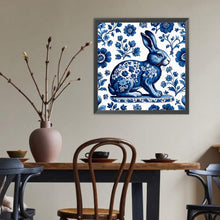 Load image into Gallery viewer, Diamond Painting - Full Round - Blue And White Porcelain Style Rabbit (40*40CM)
