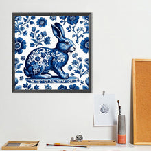 Load image into Gallery viewer, Diamond Painting - Full Round - Blue And White Porcelain Style Rabbit (40*40CM)
