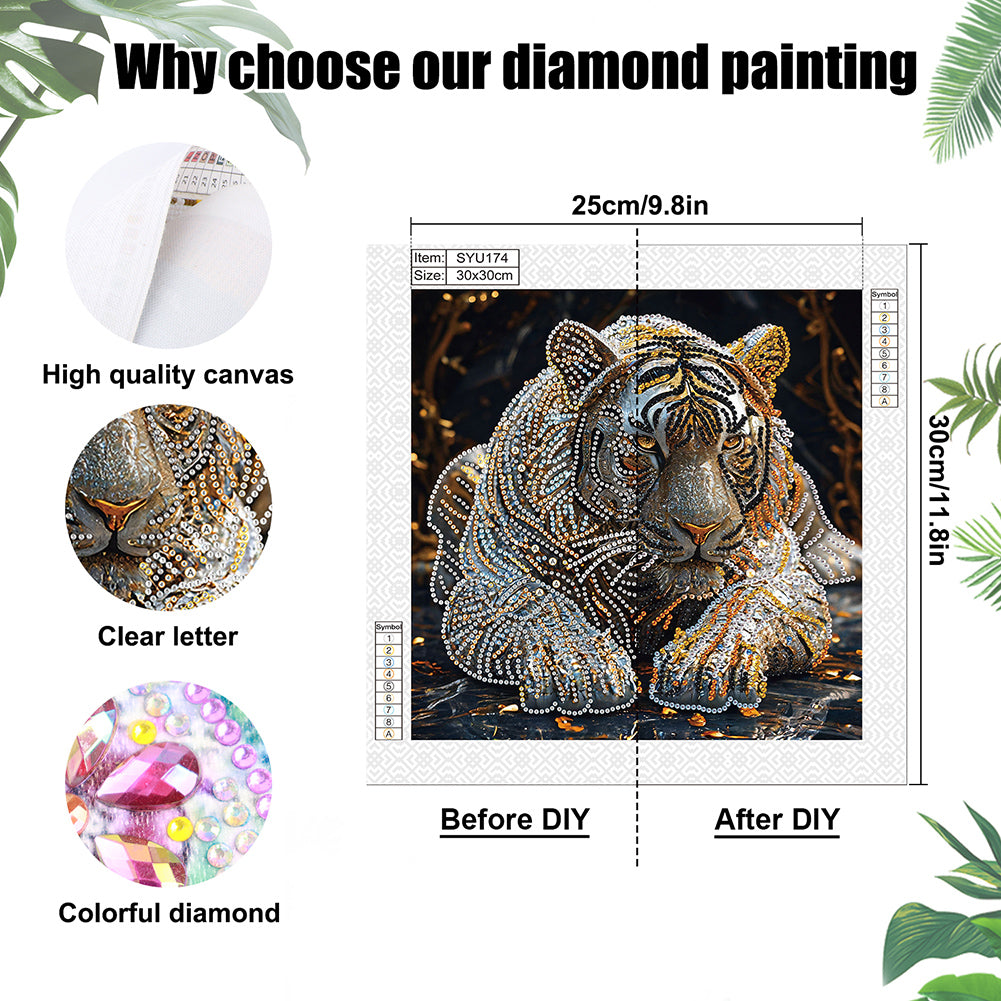 Diamond Painting - Partial Special Shaped - Tiger (30*30CM)