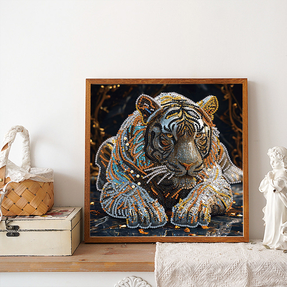 Diamond Painting - Partial Special Shaped - Tiger (30*30CM)