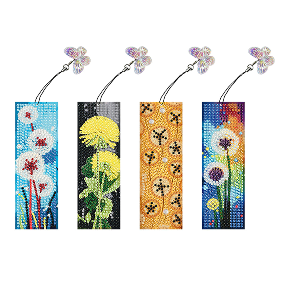 4Pcs Special Shaped Beautiful Pattern 5D DIY Diamond Art Book Mark for Beginners
