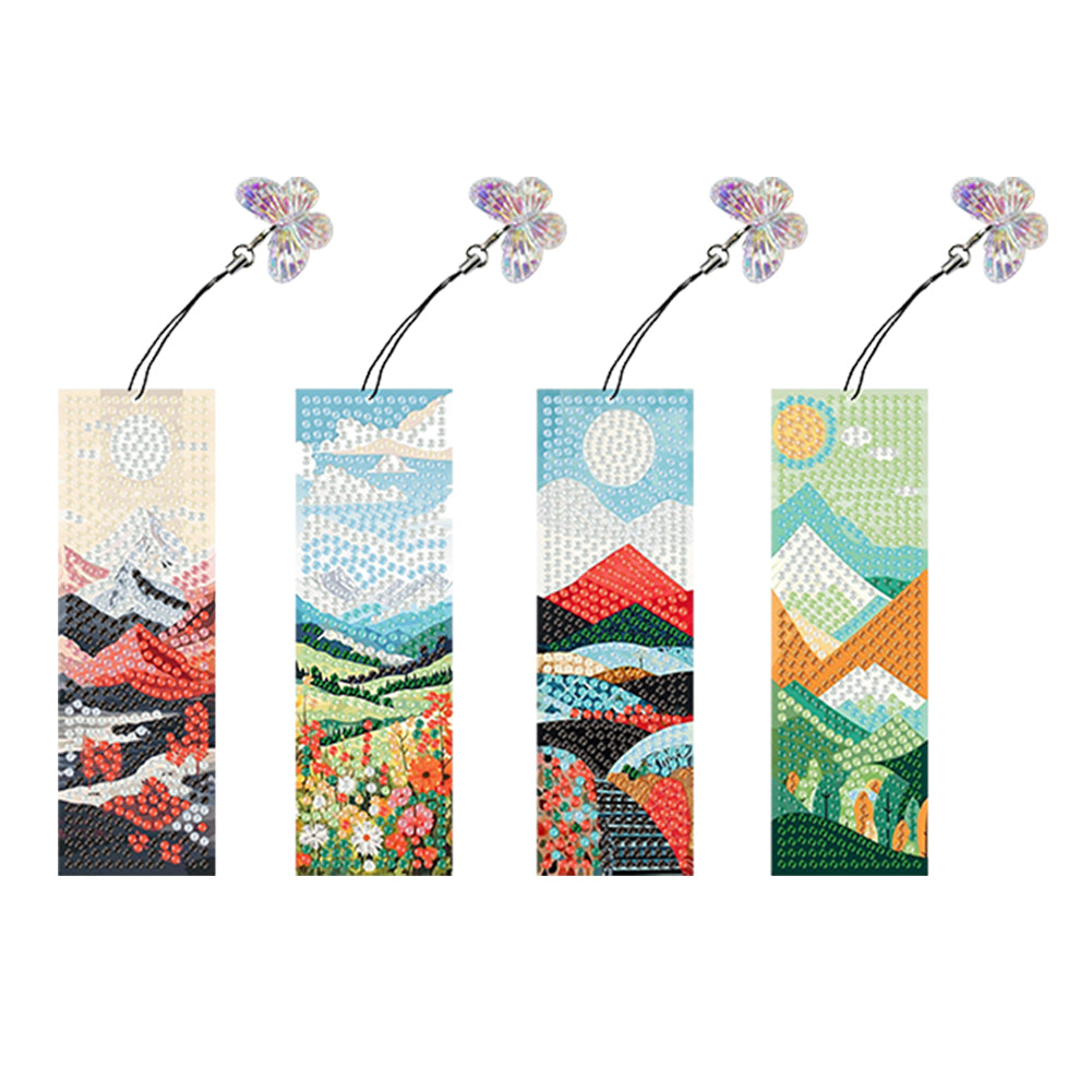4Pcs Special Shaped Beautiful Pattern 5D DIY Diamond Art Book Mark for Beginners