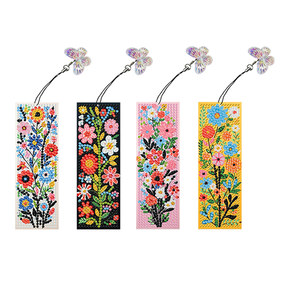 4Pcs Special Shaped Beautiful Pattern 5D DIY Diamond Art Book Mark for Beginners
