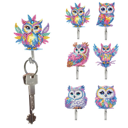 6Pcs Acrylic Colorful Owl 5D DIY Diamond Painting Art Hooks for Beginners Adults