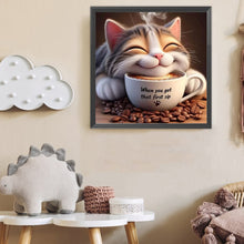 Load image into Gallery viewer, Diamond Painting - Full Round - Cat And Coffee (40*40CM)
