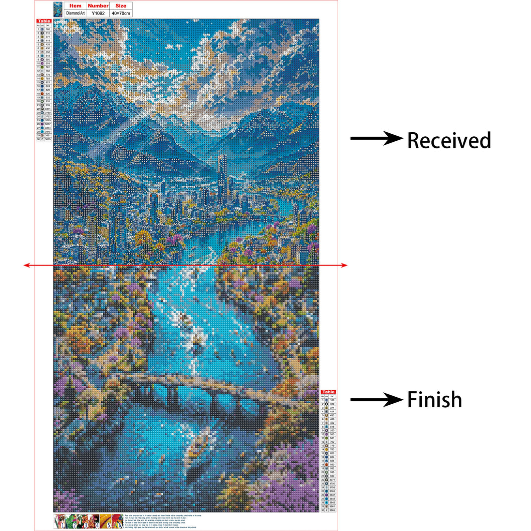 Diamond Painting - Full Round - Clear Sky River Town (40*70CM)