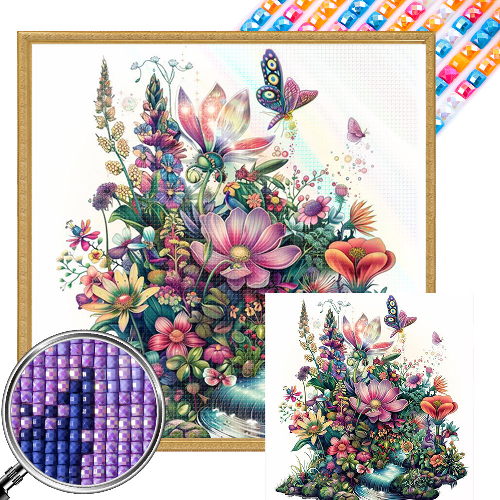 AB Diamond Painting - Full Square - Flower And Bird House (40*40CM)