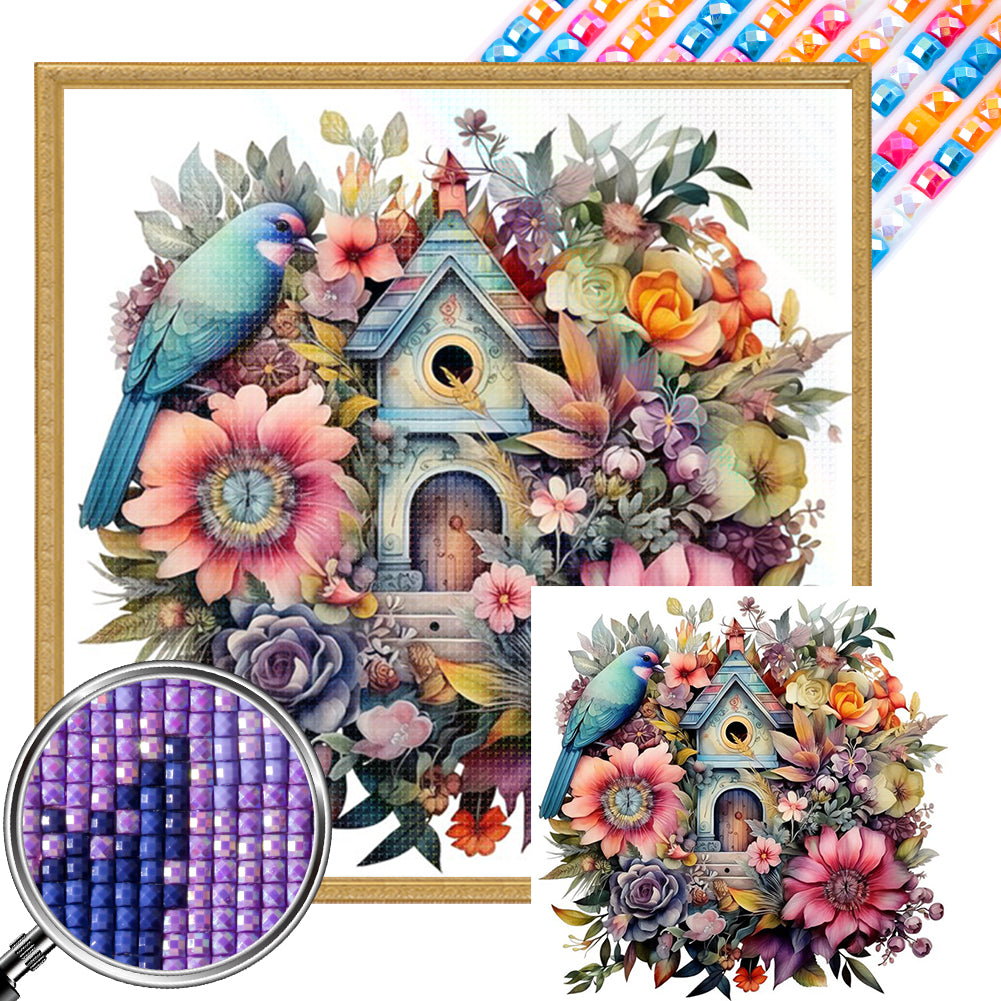 AB Diamond Painting - Full Square - Flower And Bird House (40*40CM)