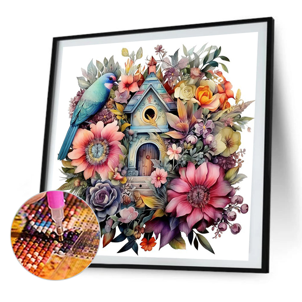 AB Diamond Painting - Full Square - Flower And Bird House (40*40CM)