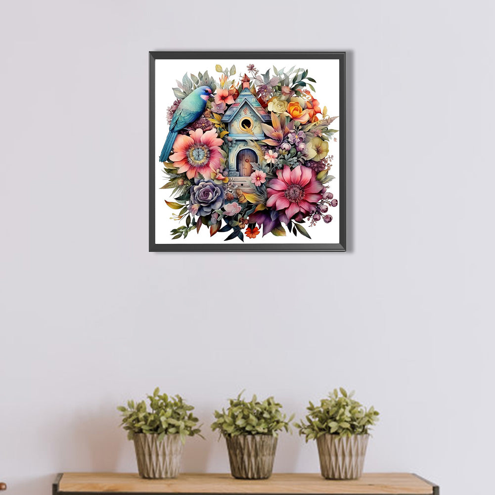 AB Diamond Painting - Full Square - Flower And Bird House (40*40CM)