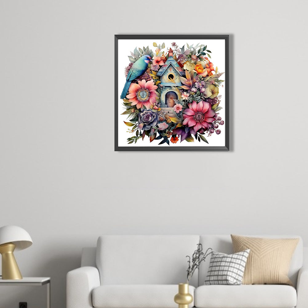 AB Diamond Painting - Full Square - Flower And Bird House (40*40CM)
