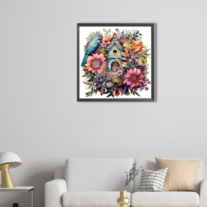 AB Diamond Painting - Full Square - Flower And Bird House (40*40CM)