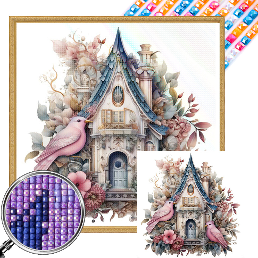 AB Diamond Painting - Full Square - Flower And Bird House (40*40CM)