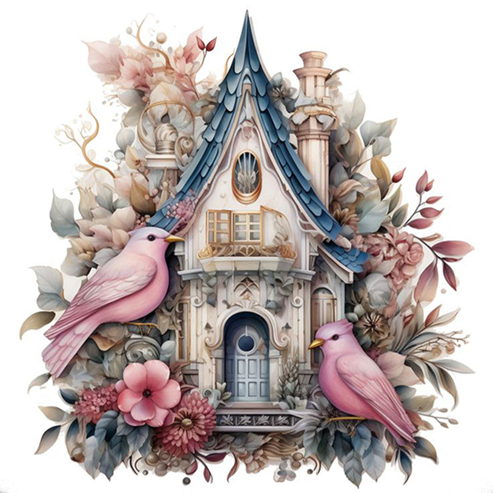 AB Diamond Painting - Full Square - Flower And Bird House (40*40CM)