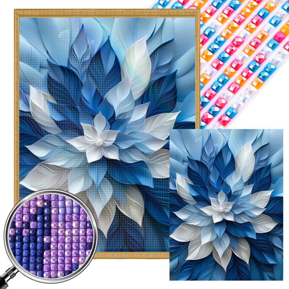 AB Diamond Painting - Full Square - Blue And White Flowers (35*45CM)