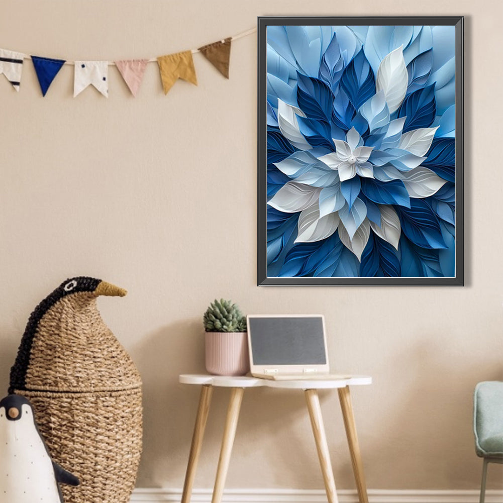 AB Diamond Painting - Full Square - Blue And White Flowers (35*45CM)