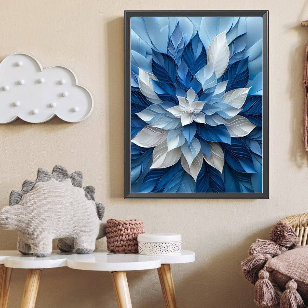 AB Diamond Painting - Full Square - Blue And White Flowers (35*45CM)