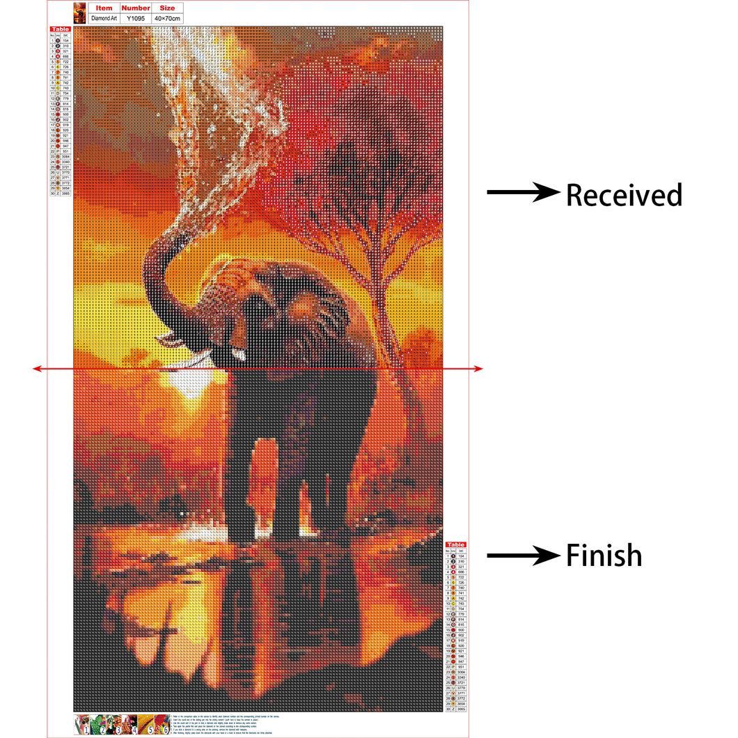Diamond Painting - Full Round - Elephant At Dusk (40*70CM)
