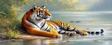 Load image into Gallery viewer, Diamond Painting - Full Round - Tiger Resting By The River (40*70CM)
