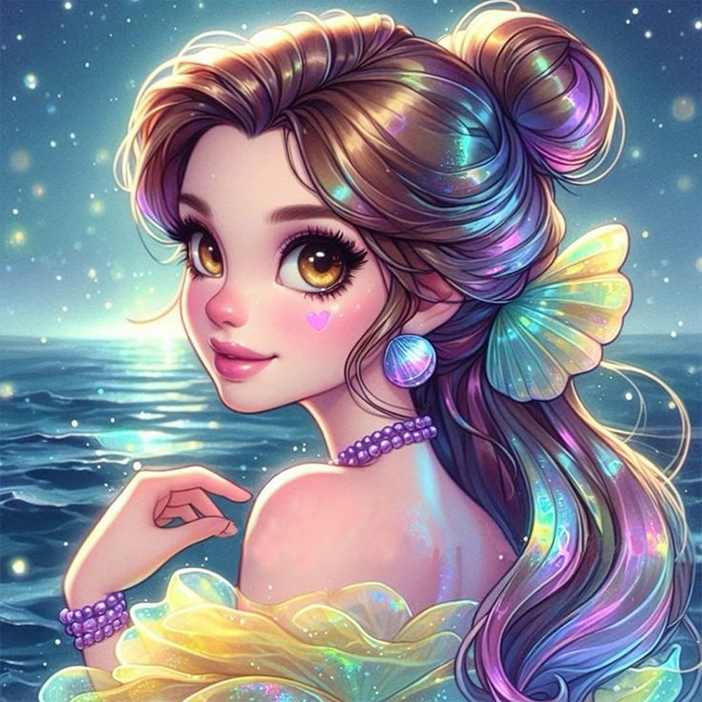 AB Diamond Painting - Full Round - Girl At The Beach (40*40CM)