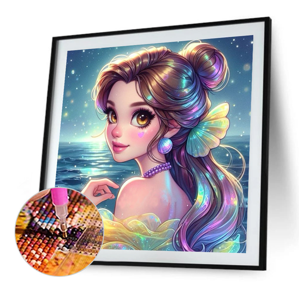AB Diamond Painting - Full Round - Girl At The Beach (40*40CM)