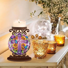 Load image into Gallery viewer, Wooden Diamond Painting Candle Holder Rhinestone Drawing Candlestick Decor
