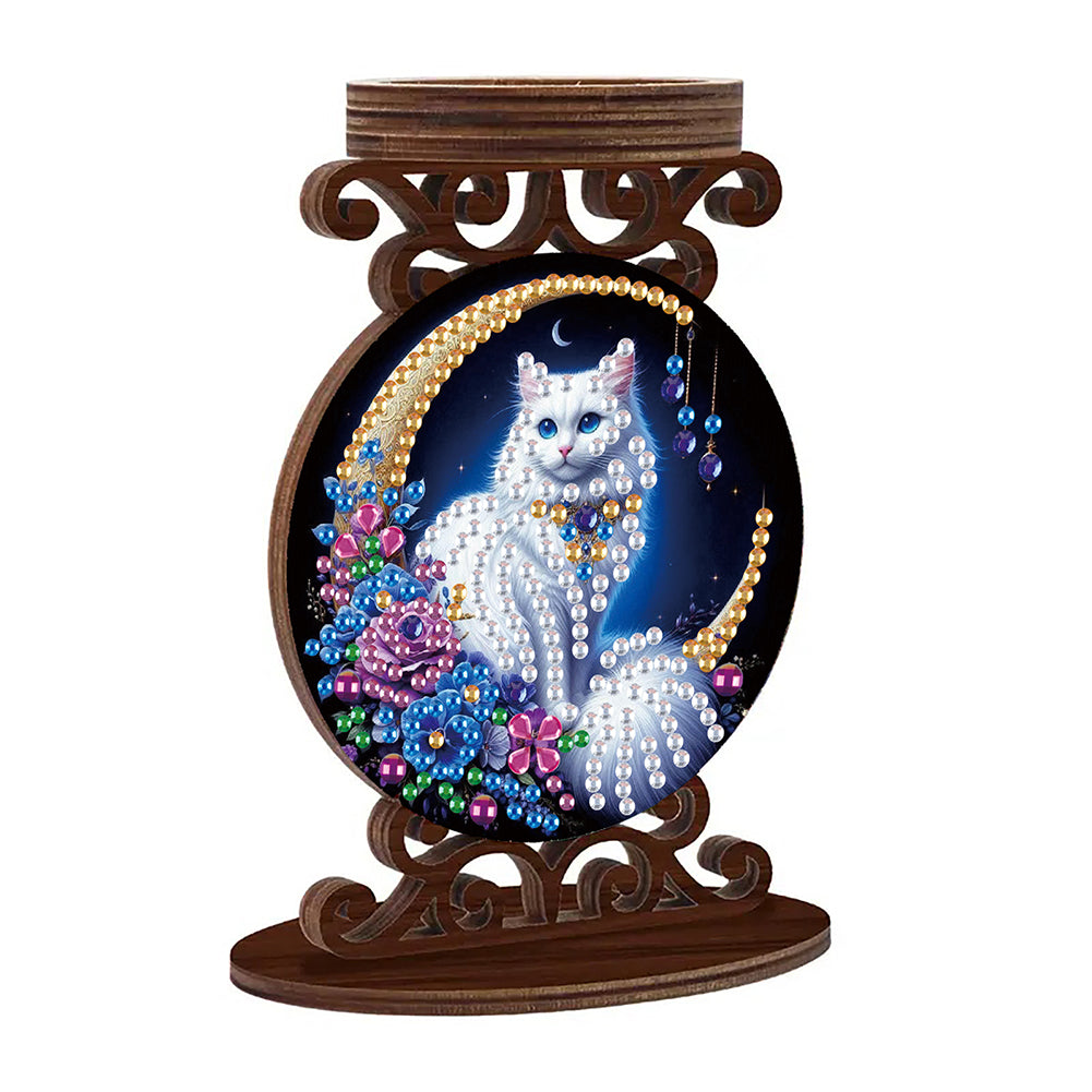 Wooden Diamond Painting Candle Holder Rhinestone Drawing Candlestick Decor