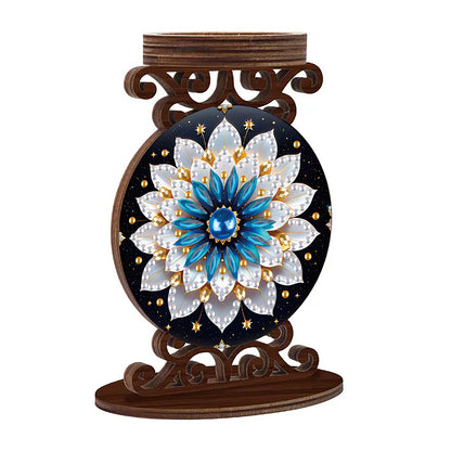 Wooden Diamond Painting Candle Holder Rhinestone Drawing Candlestick Decor