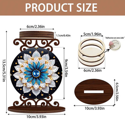 Wooden Diamond Painting Candle Holder Rhinestone Drawing Candlestick Decor