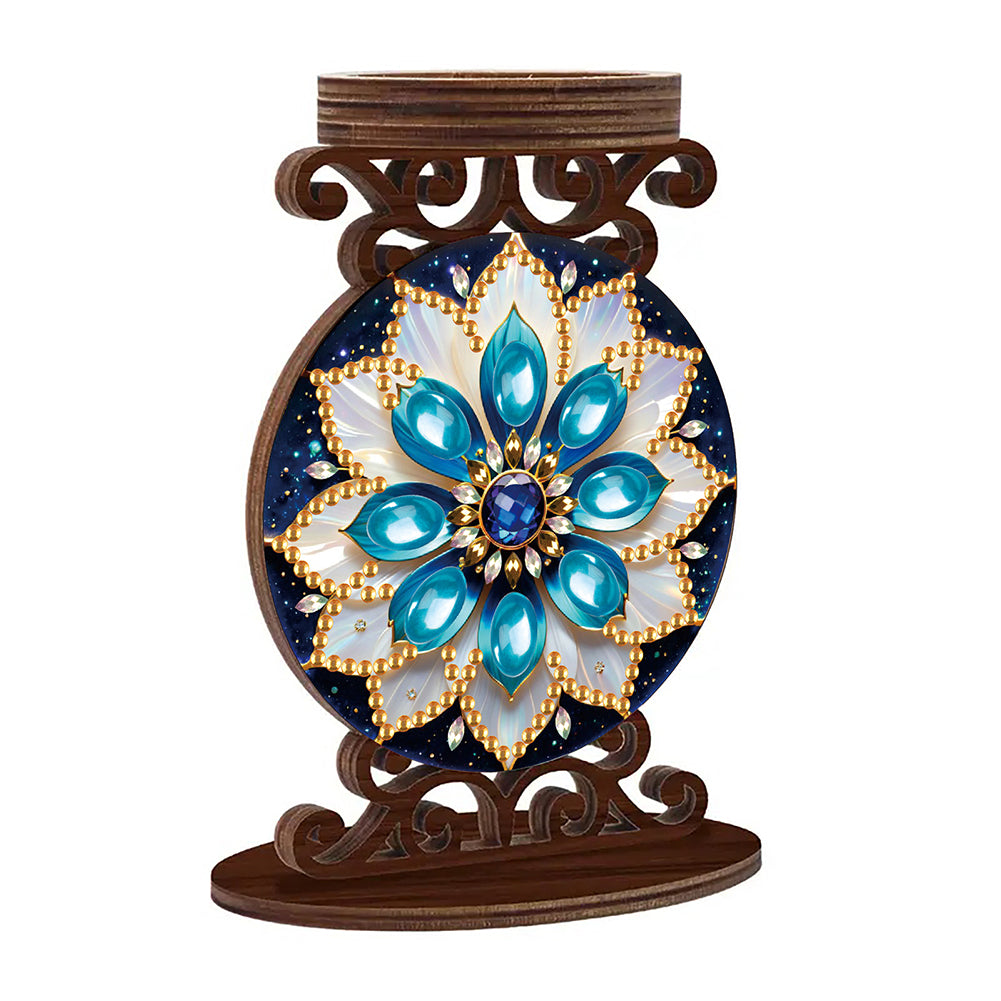 Wooden Diamond Painting Candle Holder Rhinestone Drawing Candlestick Decor