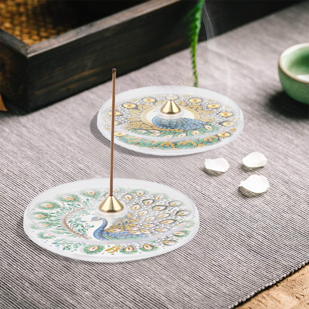 2Pcs Acrylic Special Shaped Beautiful Pattern 5D DIY Diamond Art Incense Holder