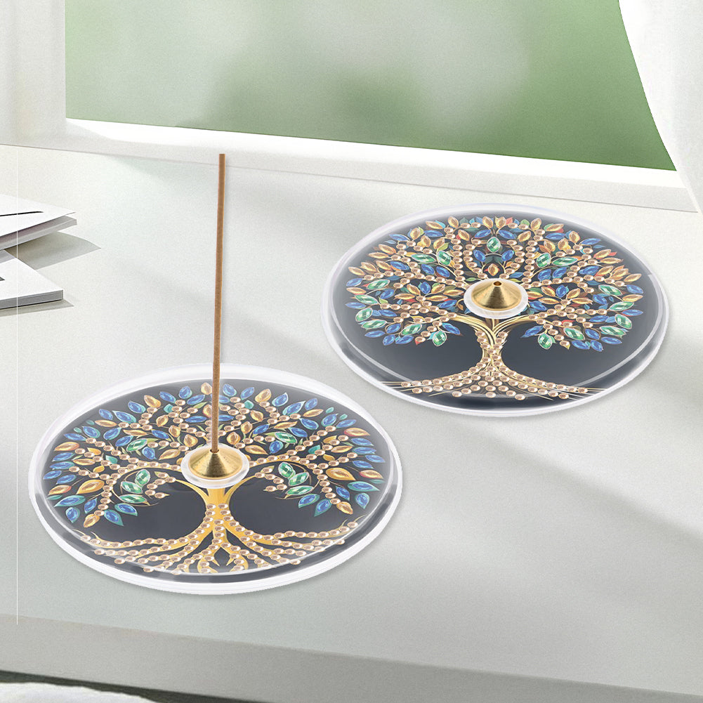 2Pcs Acrylic Special Shaped Beautiful Pattern 5D DIY Diamond Art Incense Holder