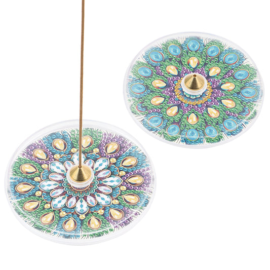 2Pcs Acrylic Special Shaped Beautiful Pattern 5D DIY Diamond Art Incense Holder