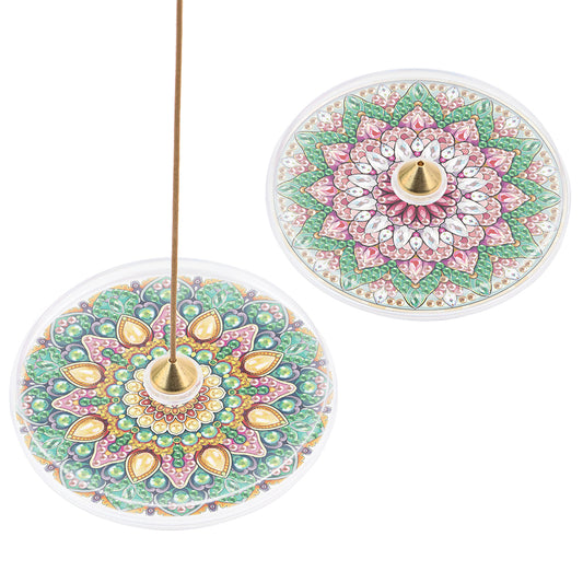2Pcs Acrylic Special Shaped Beautiful Pattern 5D DIY Diamond Art Incense Holder