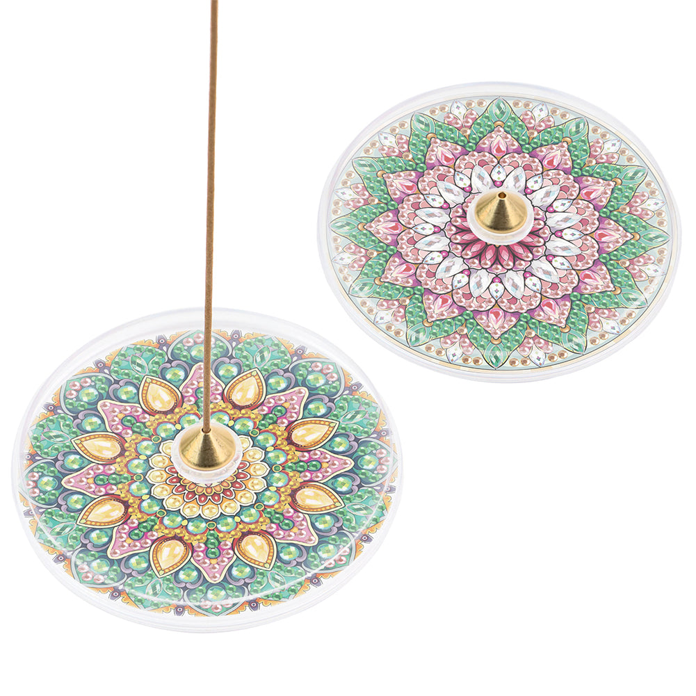 2Pcs Acrylic Special Shaped Beautiful Pattern 5D DIY Diamond Art Incense Holder