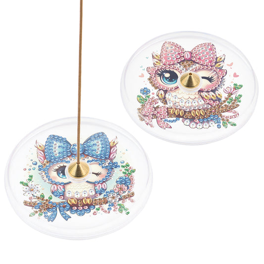 2Pcs Acrylic Special Shaped Beautiful Pattern 5D DIY Diamond Art Incense Holder