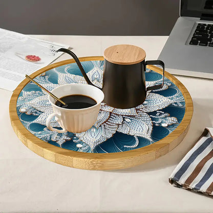 DIY Diamond Painting Kit Round Wooden Tray Diamond Painting Tray for Home Decor