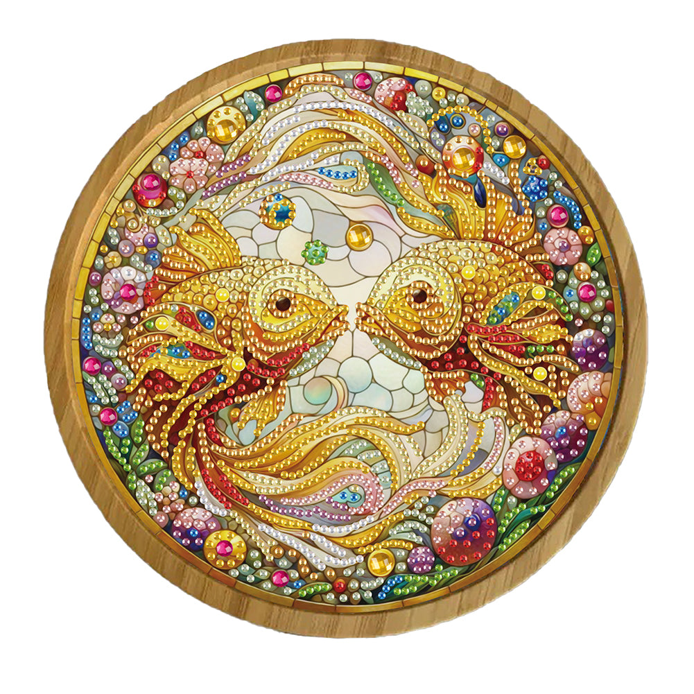 DIY Diamond Painting Kit Round Wooden Tray Diamond Painting Tray for Home Decor